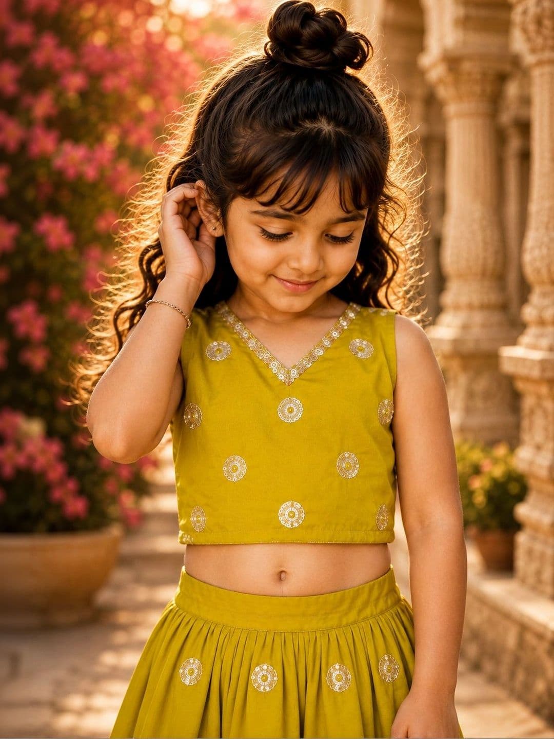 Sangria Girls Embellished Sequinned Ready to Wear Lehenga & thumbnail 4