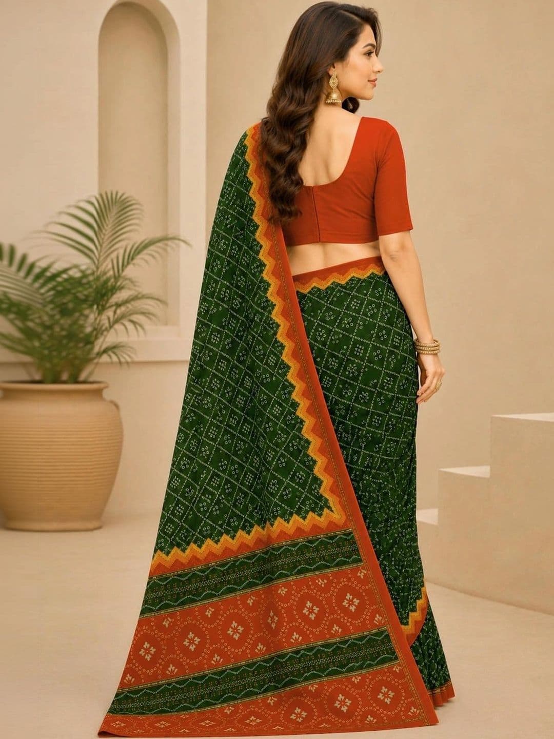 SAMANTHA Bandhani Poly Georgette Leheriya Saree thumbnail 4