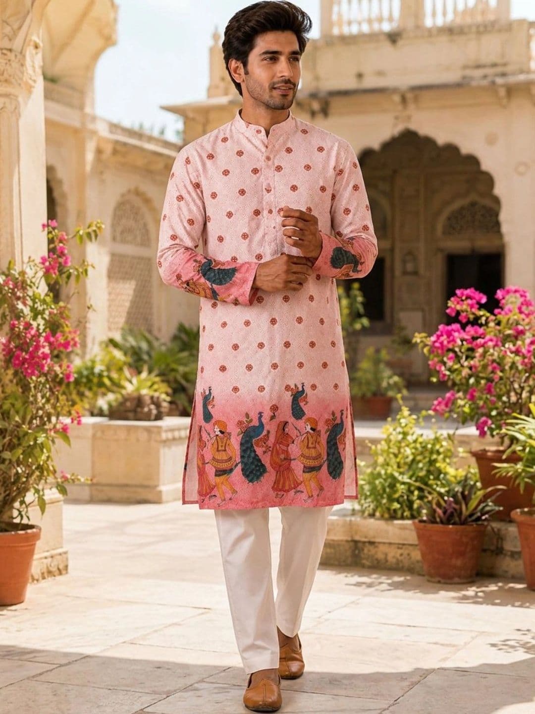 CB-COLEBROOK Men Ethnic Motifs Printed Kurta thumbnail 3