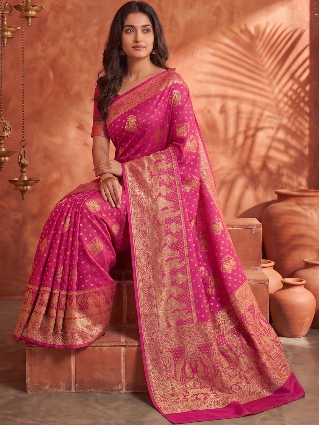 ROOP RADHIKA Woven Design Zari Silk Blend Designer Banarasi Saree thumbnail 4