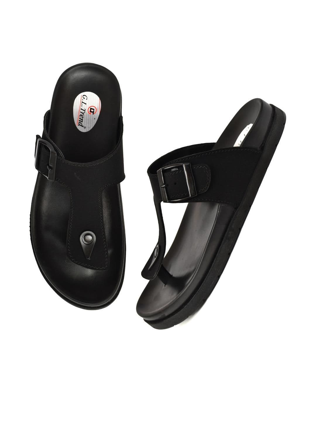 G L Trend Black Leather Sandals thumbnail 7