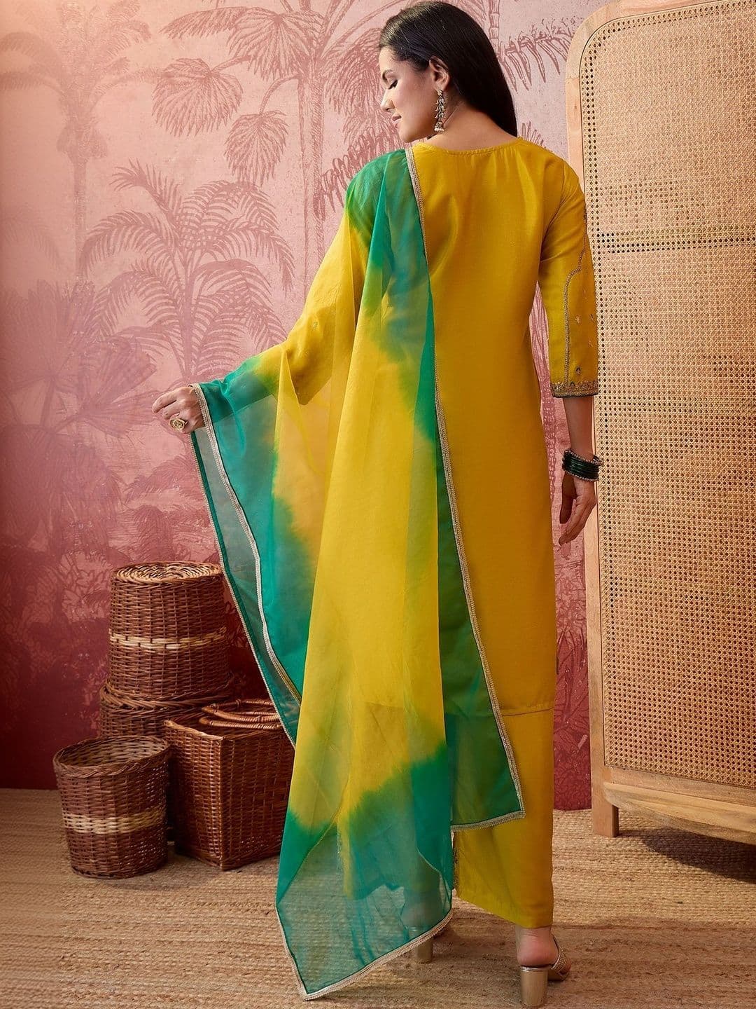 Anouk Women Ethnic Motifs Embroidered Regular Thread Work Kurta with Palazzos & With Dupatta thumbnail 5