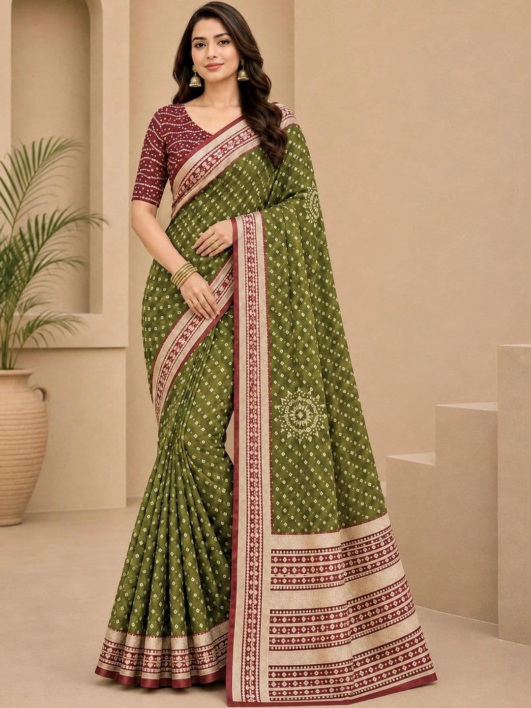 SAMANTHA Bandhani Zari Poly Georgette Saree - view 1