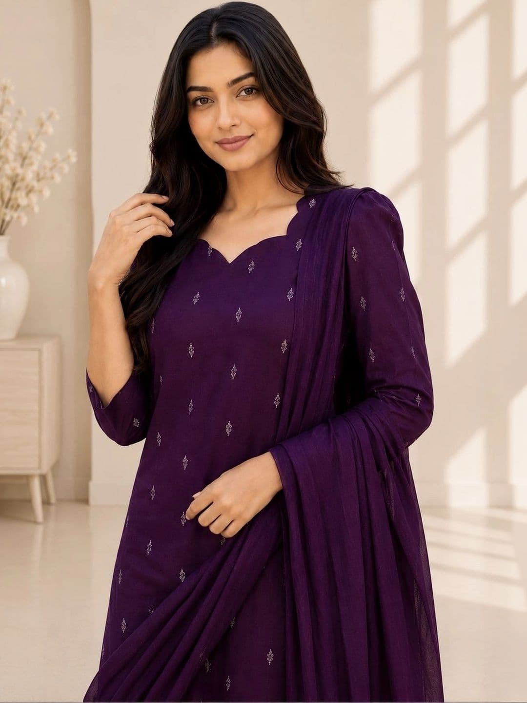 Rahigomar Women Ethnic Motifs Printed Regular Kurta with Trousers & With Dupatta thumbnail 4