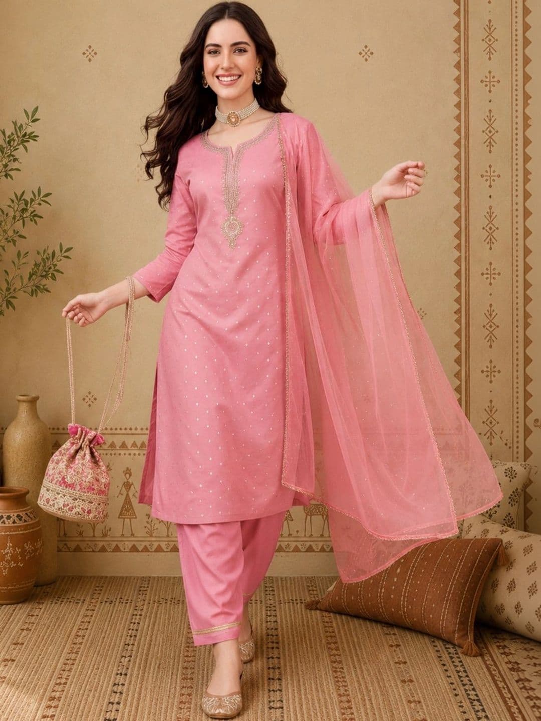 Anouk Women Printed Regular Kurta with Trousers & With Dupatta - view 1