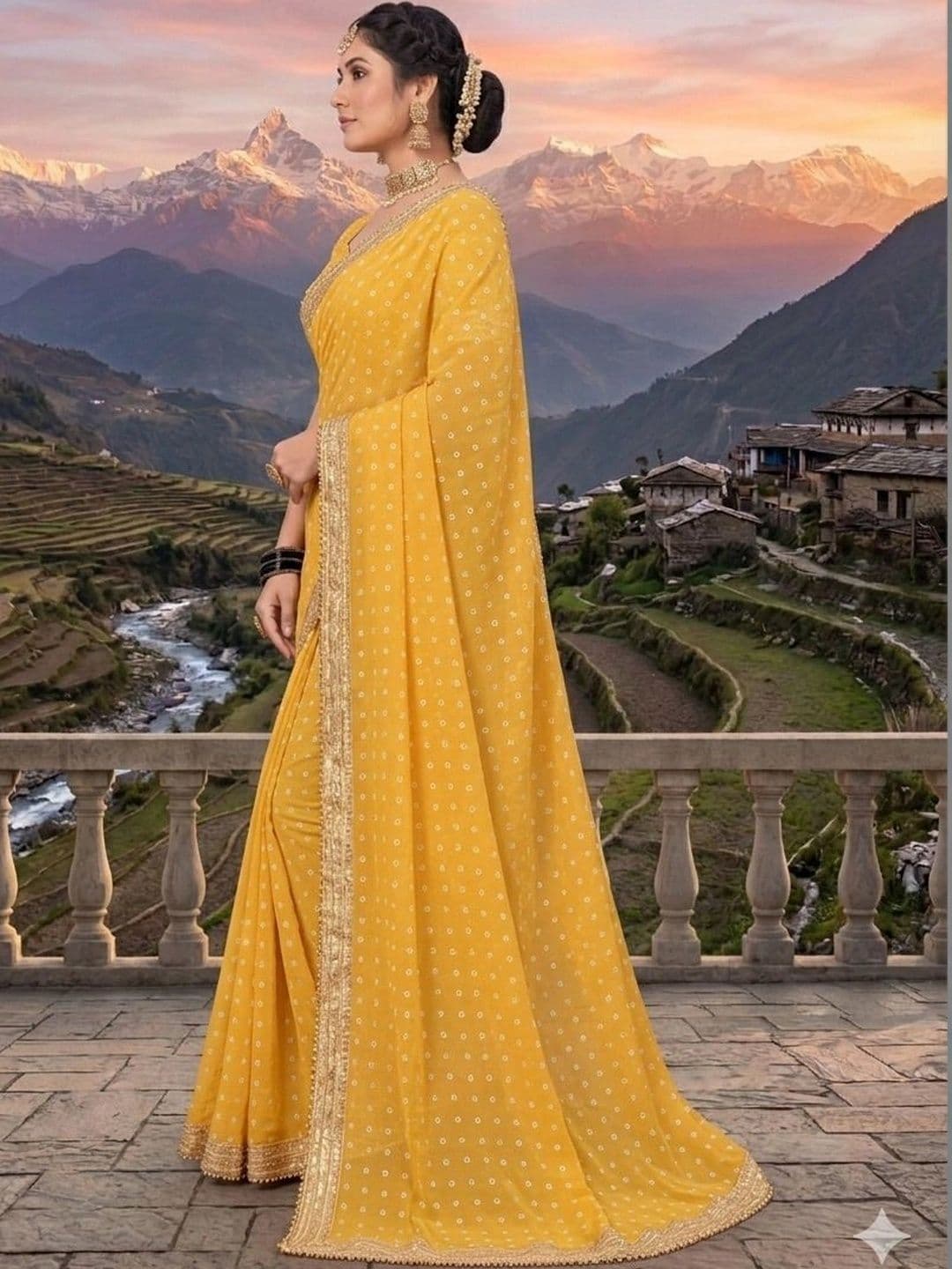 shreecre Bandhani Pure Georgette Saree thumbnail 2
