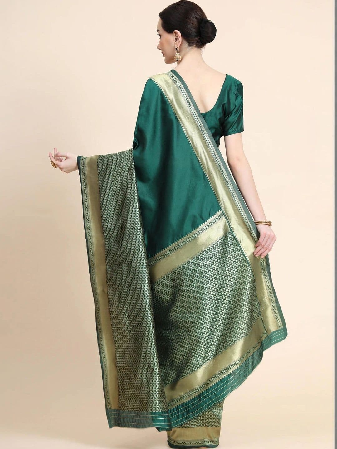 VS MALL Ethnic Motifs Zari Banarasi Saree thumbnail 5