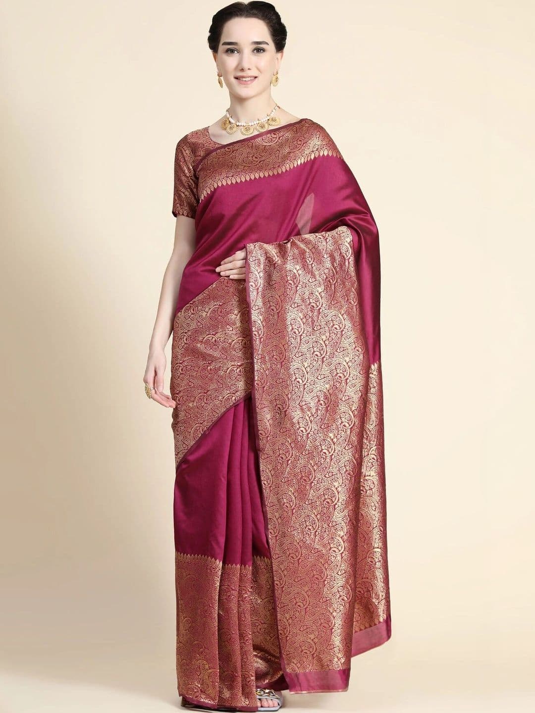 VS MALL Ethnic Motifs Zari Banarasi Saree - view 1