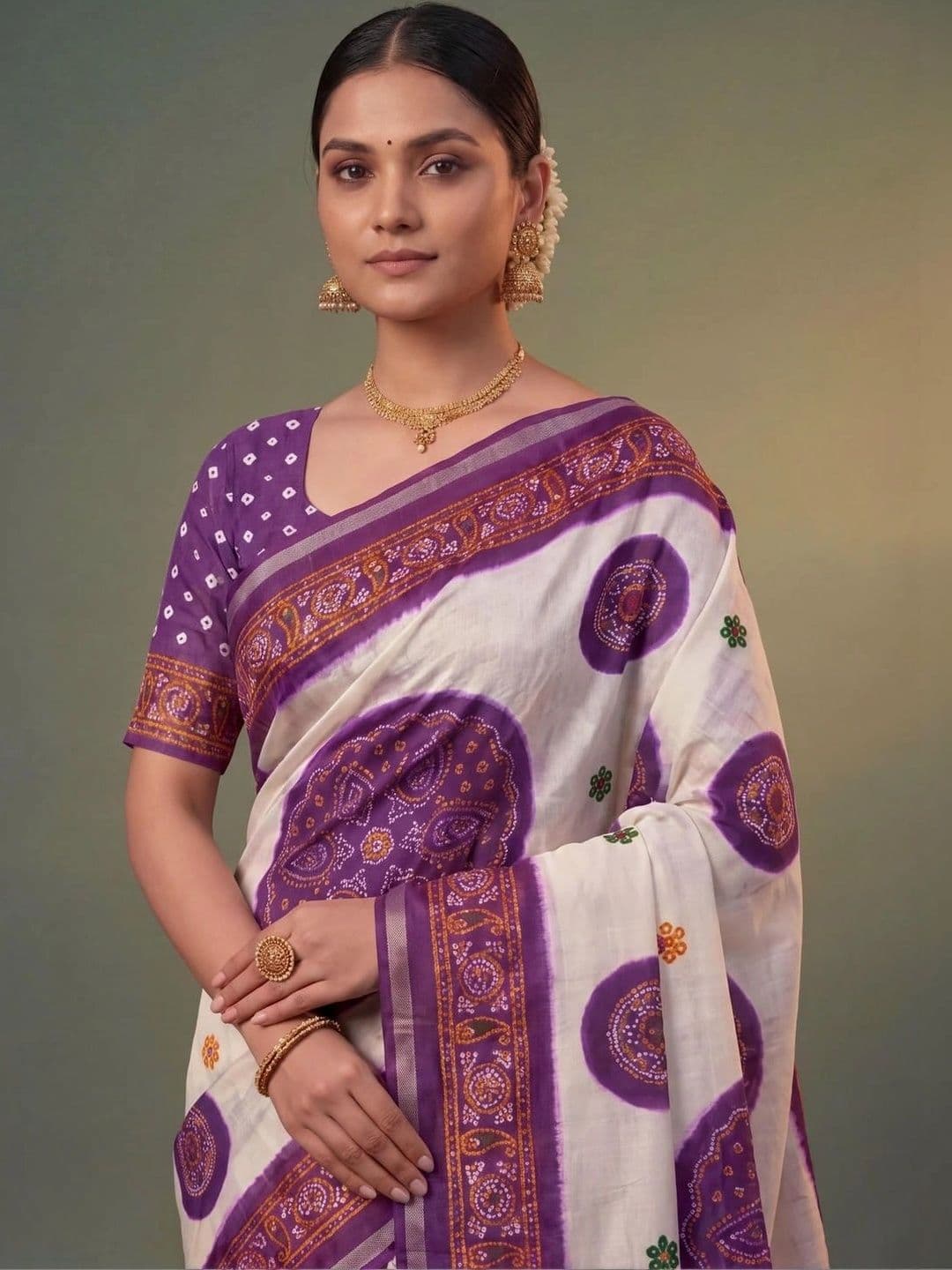 SAMANTHA Ethnic Motifs Zari Silk Blend Saree thumbnail 4