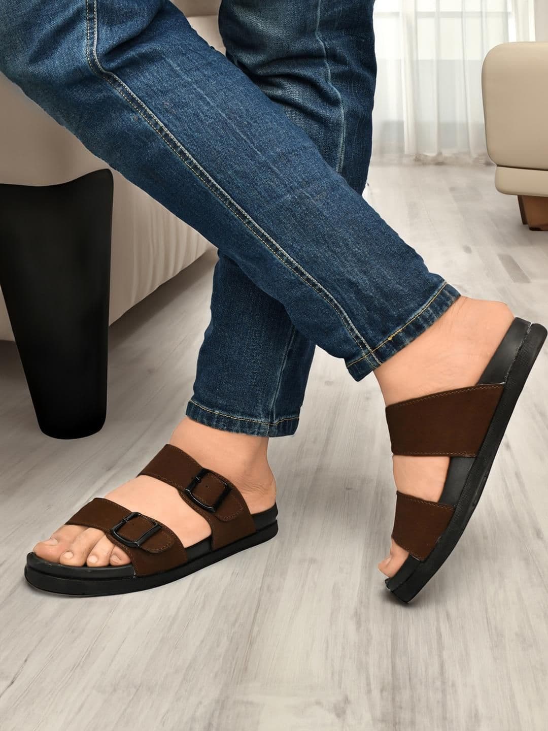 G L Trend Brown Leather Sandals thumbnail 7
