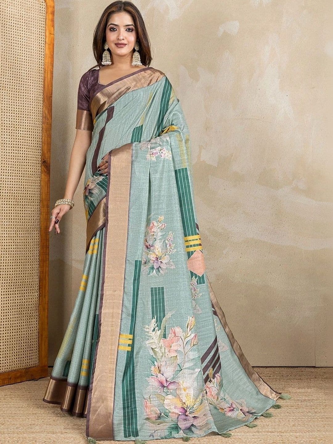 Kesarii Floral Saree - view 1