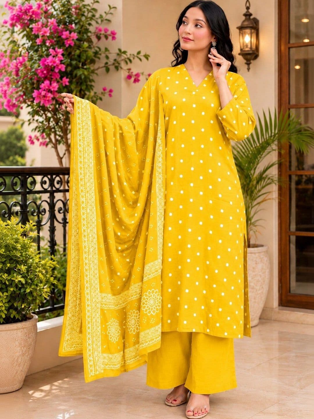SANTOPERA DESIGNER Women Floral Printed Regular Kurta with Palazzos & With Dupatta - view 1