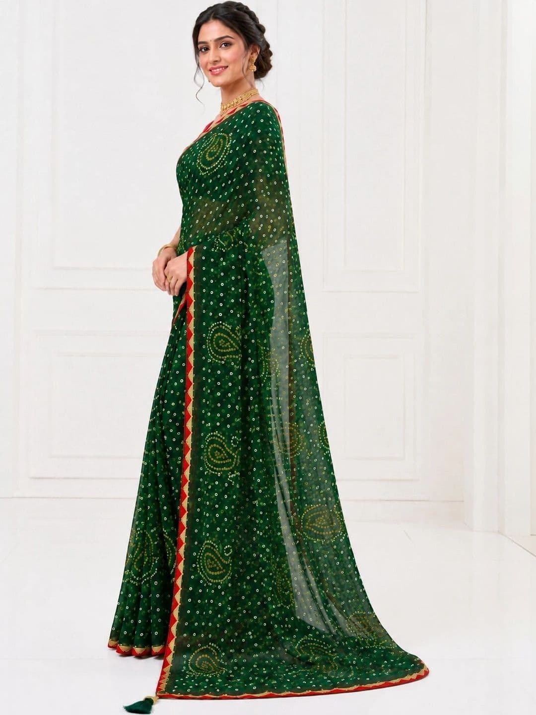 RENBRIZA Bandhani Poly Georgette Saree thumbnail 4
