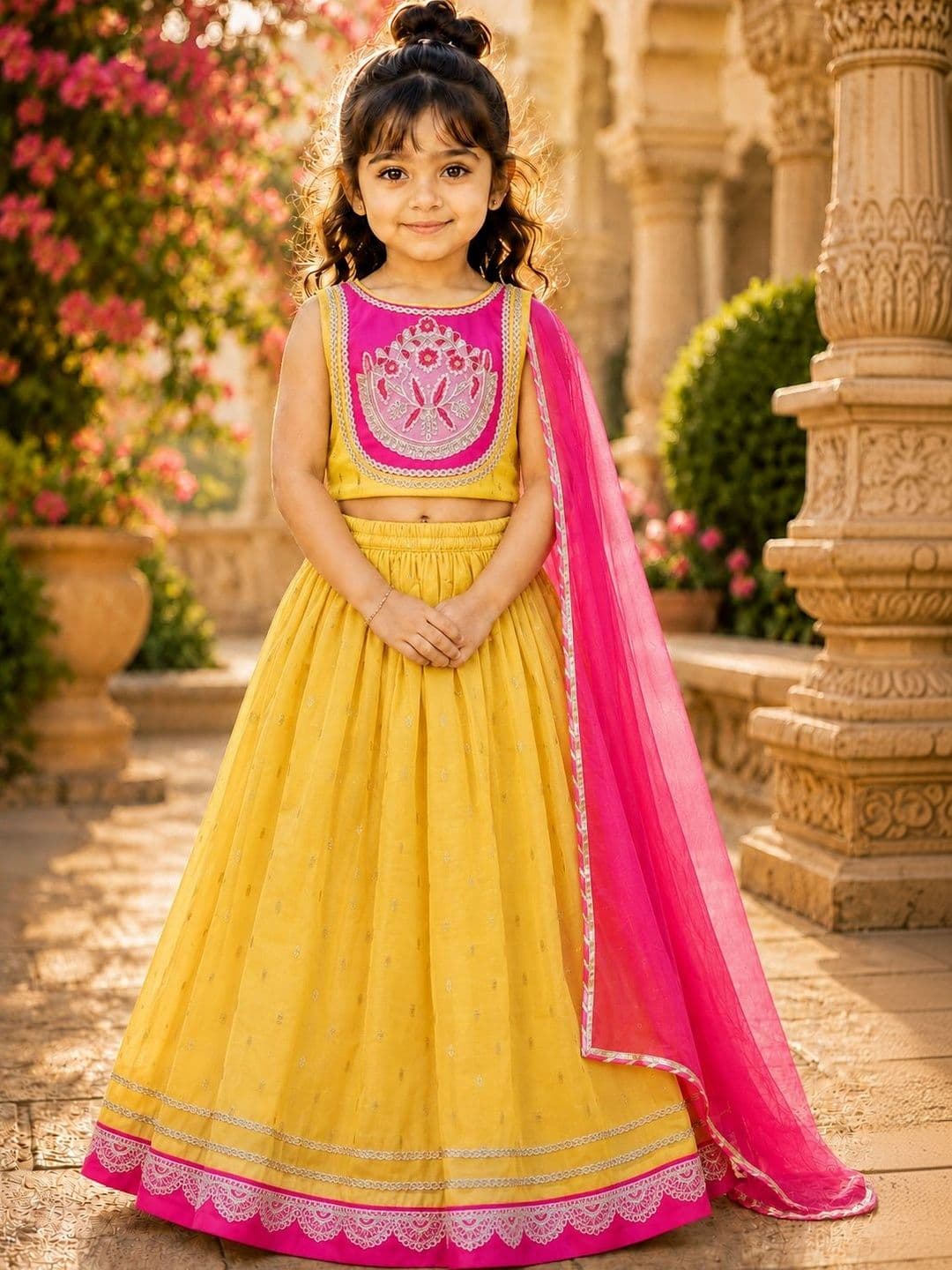 Sangria Girls Embroidered Thread Work Ready to Wear Lehenga & Blouse With Dupatta - view 1
