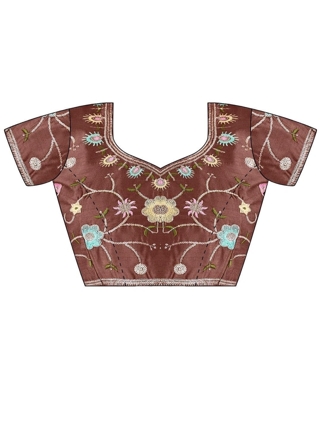 Anouk Floral Embroidered Poly Georgette Designer Saree thumbnail 6