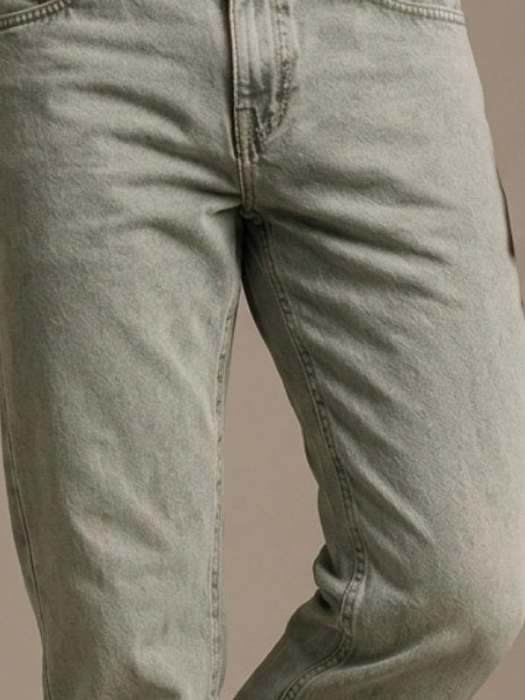 HERE&NOW Men's Faded Green Wash Mid-Rise Straight Fit Jeans thumbnail 3