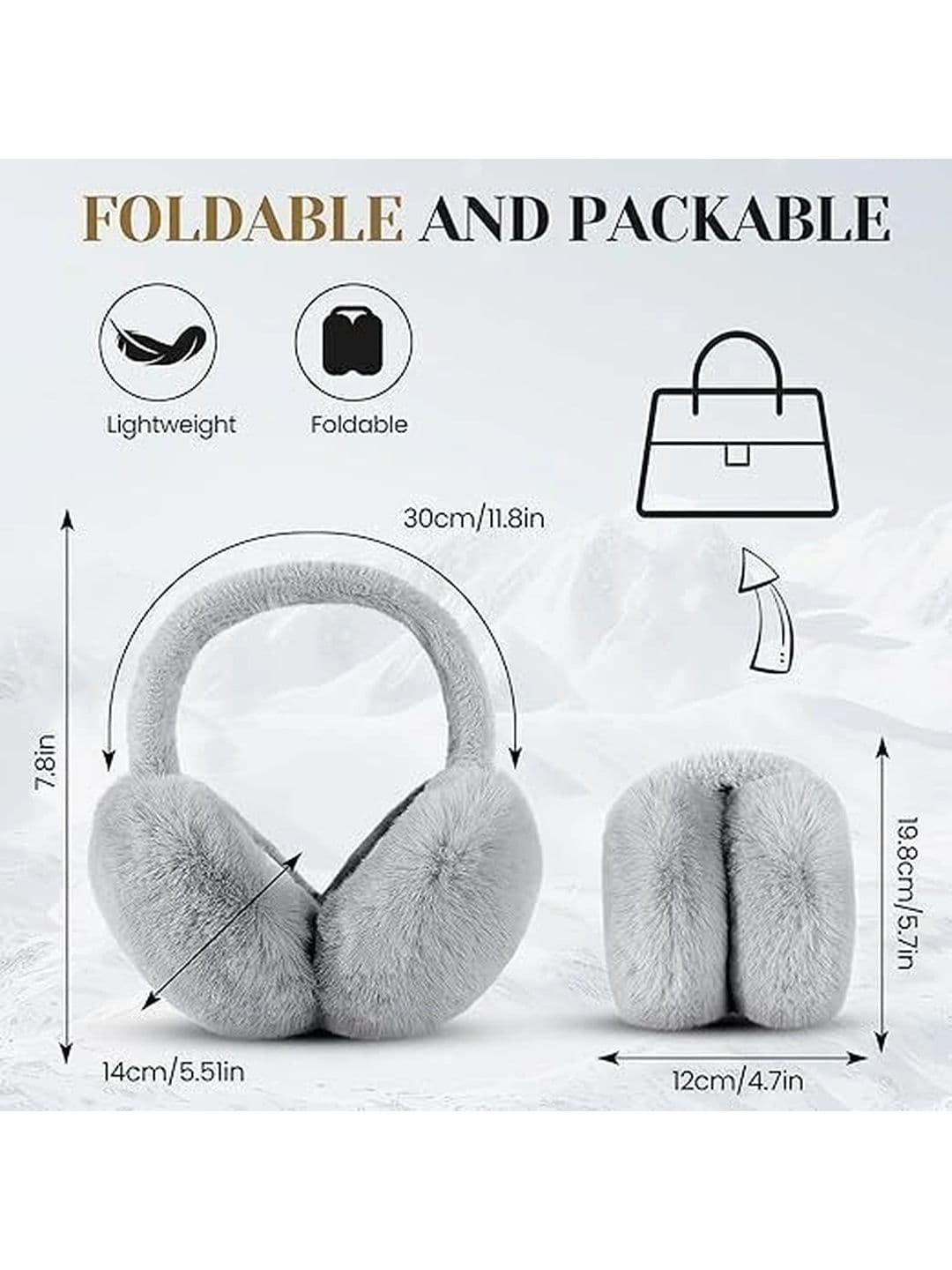 Zonkar Grey Ear Muffs Winter Women Men Soft Earmuffs Cute Ear Covers Cold Weather thumbnail 3