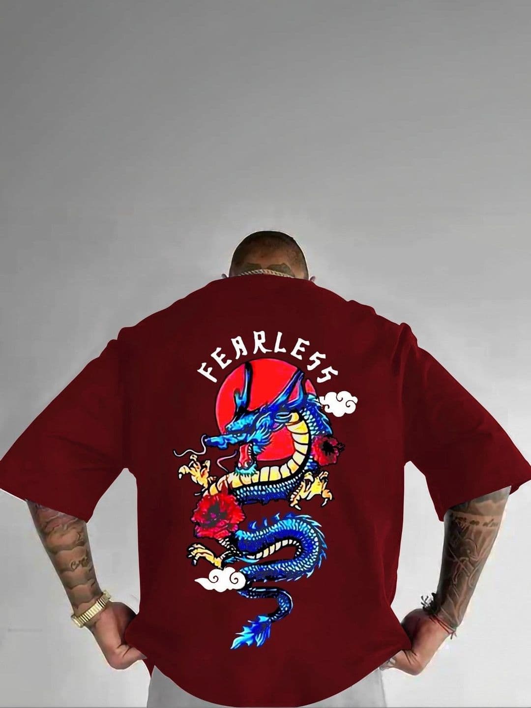 HUMMING TONE Men Printed Drop-Shoulder Sleeves T-shirt thumbnail 3