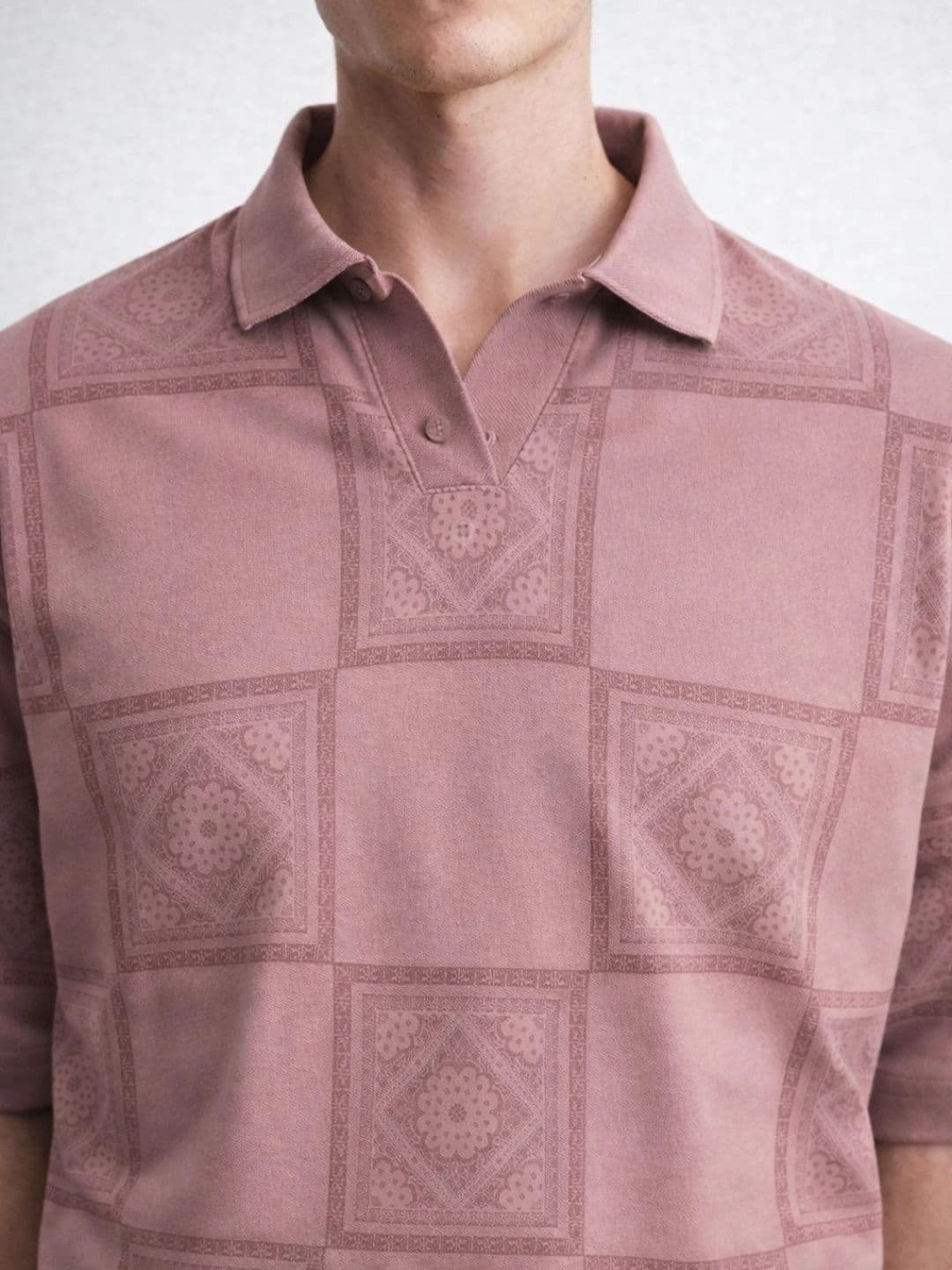 HERE&NOW Men Printed Polo Collar T-shirt thumbnail 4
