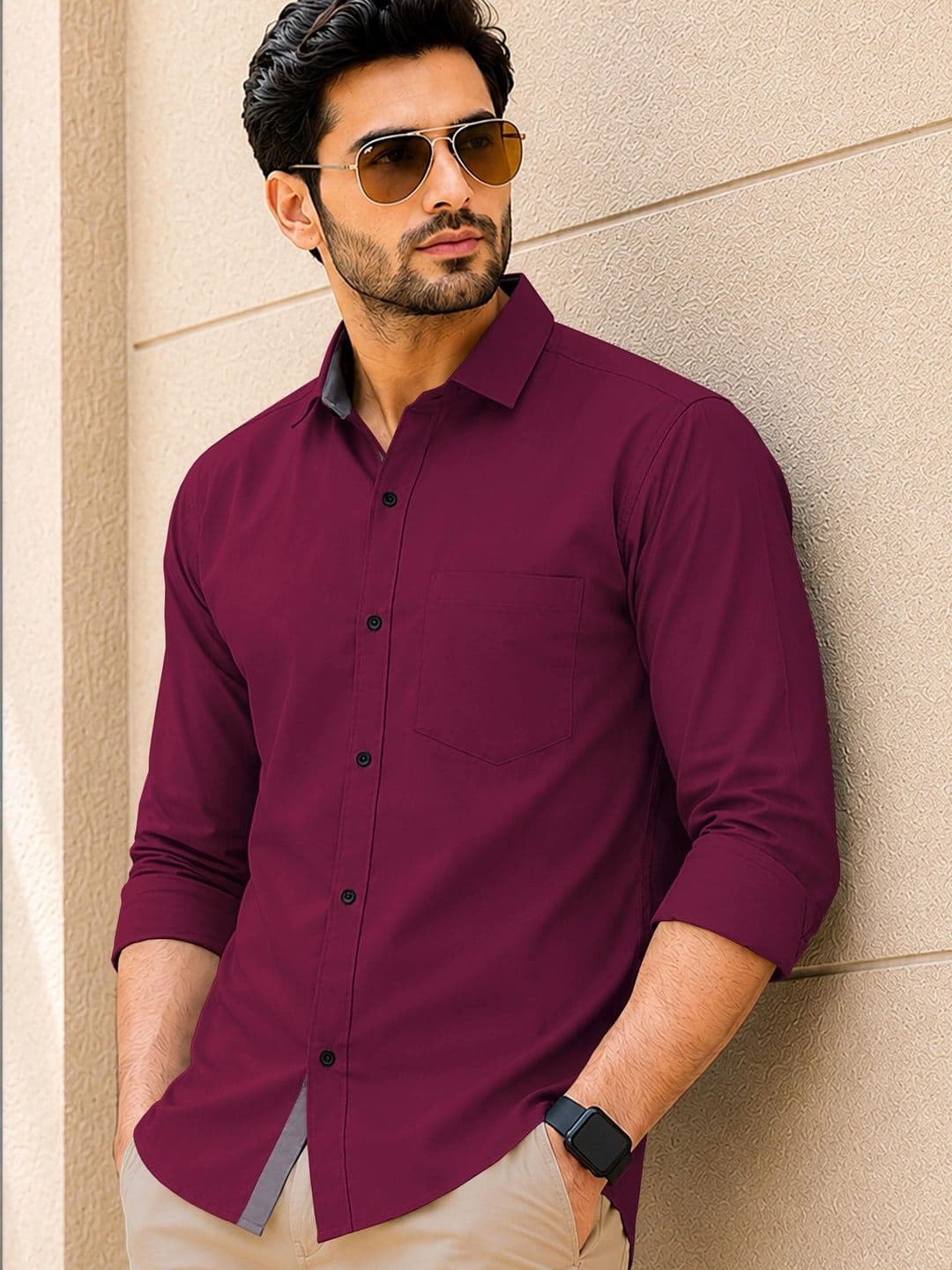 VeBNoR Men Standard Fit Spread Collar Solid Casual Shirt - view 1