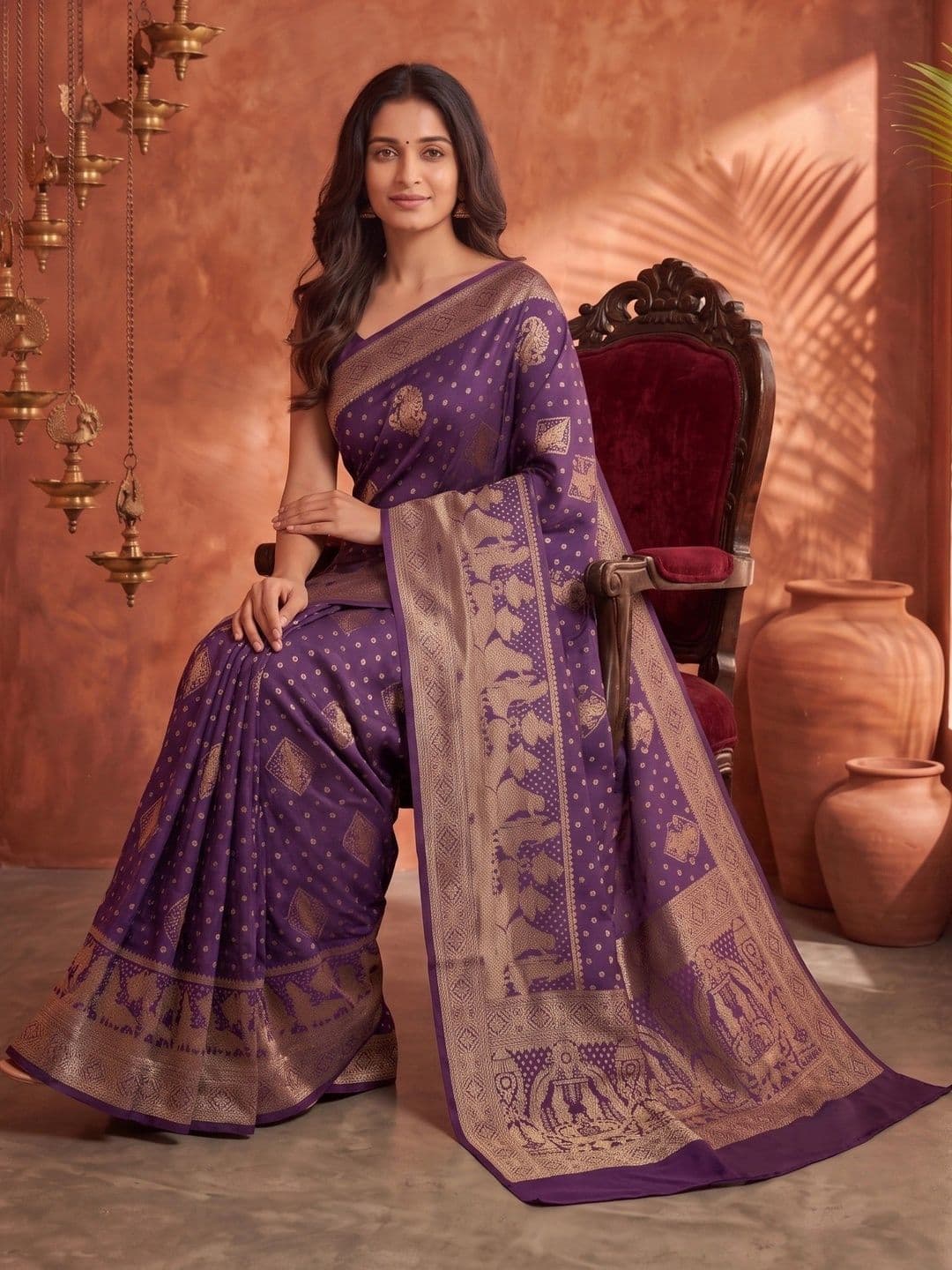 ROOP RADHIKA Woven Design Zari Silk Blend Designer Banarasi Saree thumbnail 5