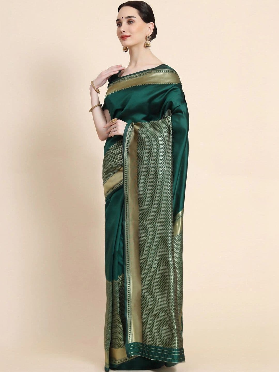 VS MALL Ethnic Motifs Zari Banarasi Saree thumbnail 3