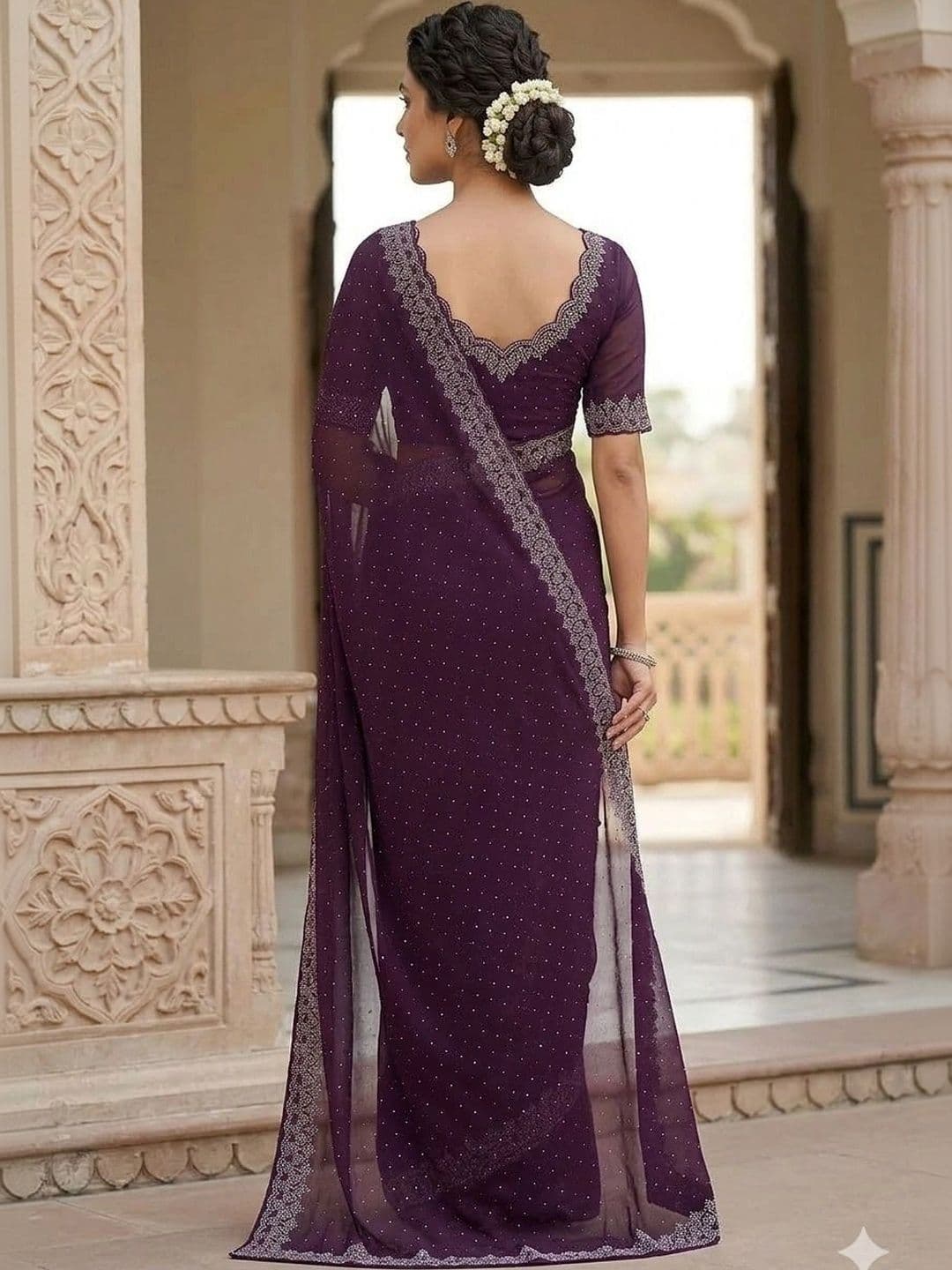 RENBRIZA Poly Georgette Saree thumbnail 2