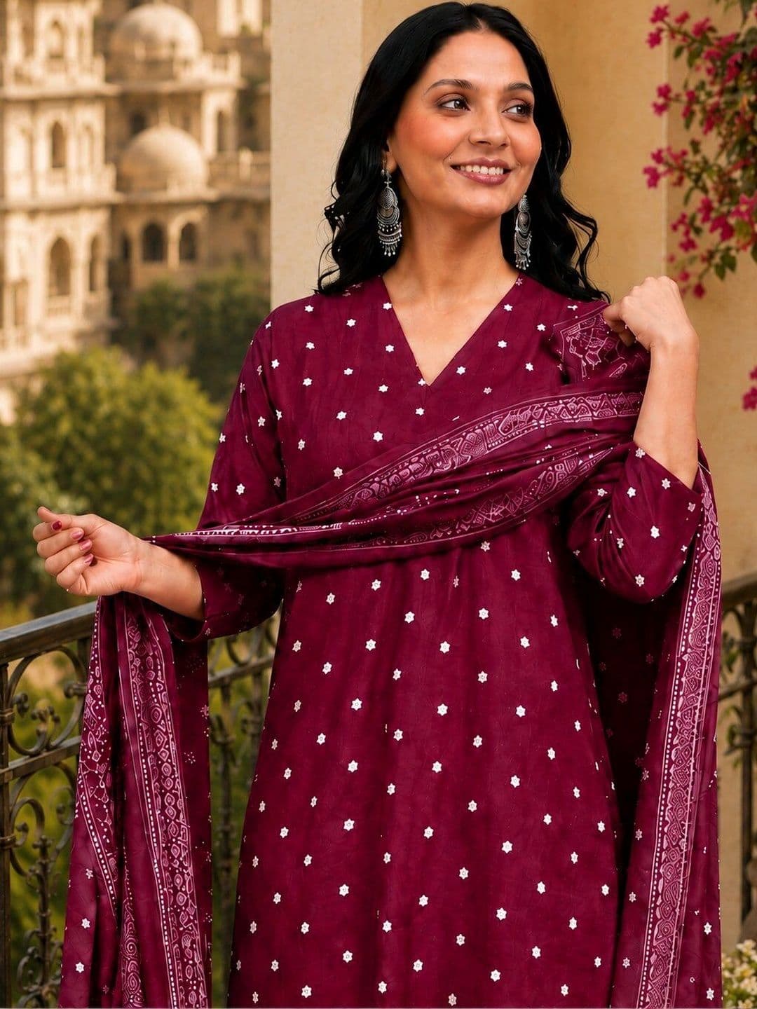 SANTOPERA DESIGNER Women Ethnic Motifs Printed Regular Kurta with Palazzos & With Dupatta thumbnail 3