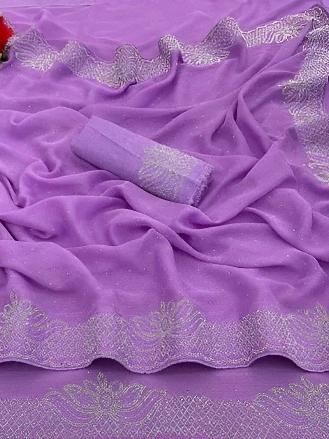 RENBRIZA Embroidered Poly Georgette Saree thumbnail 4