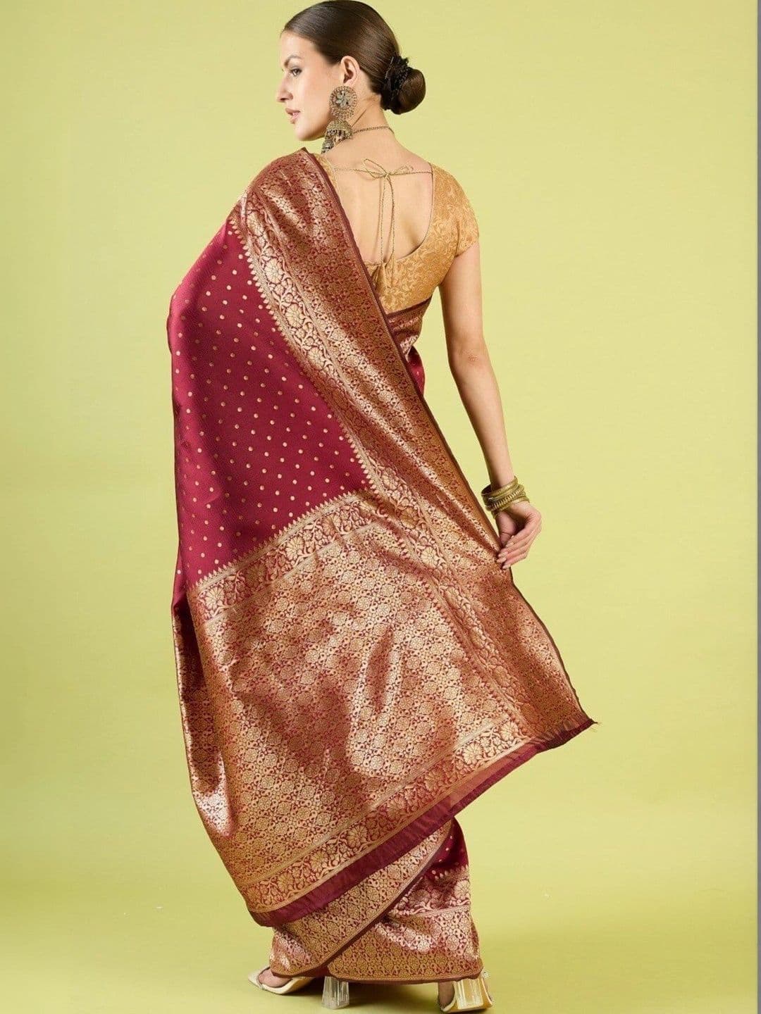 VS MALL Ethnic Motifs Zari Banarasi Saree thumbnail 3