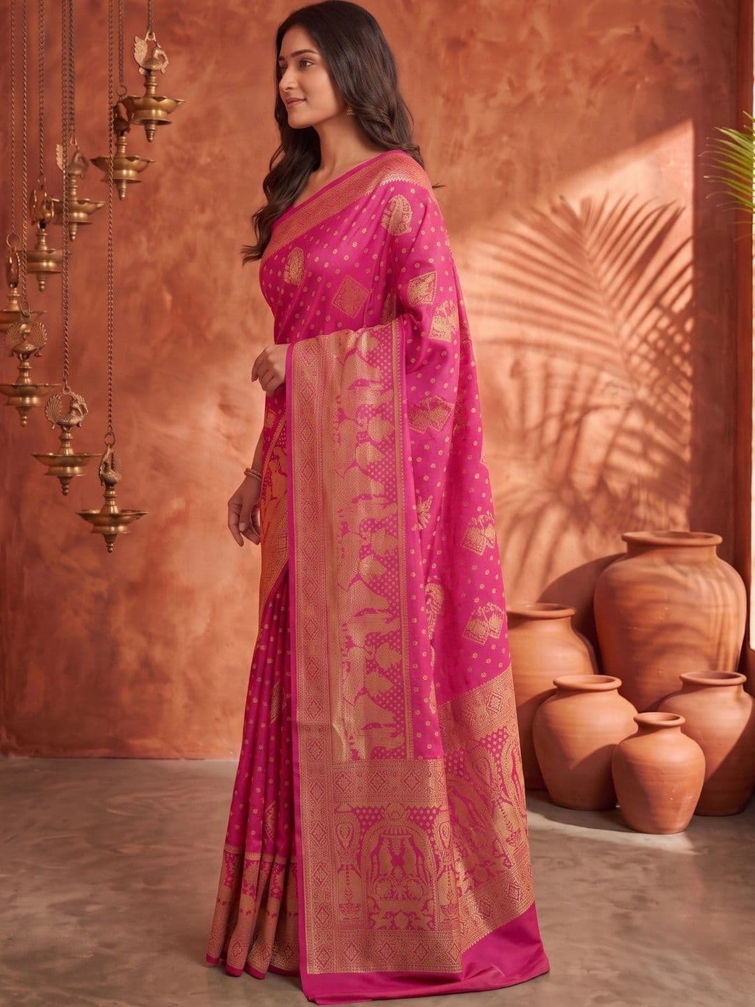 ROOP RADHIKA Woven Design Zari Silk Blend Designer Banarasi Saree thumbnail 3