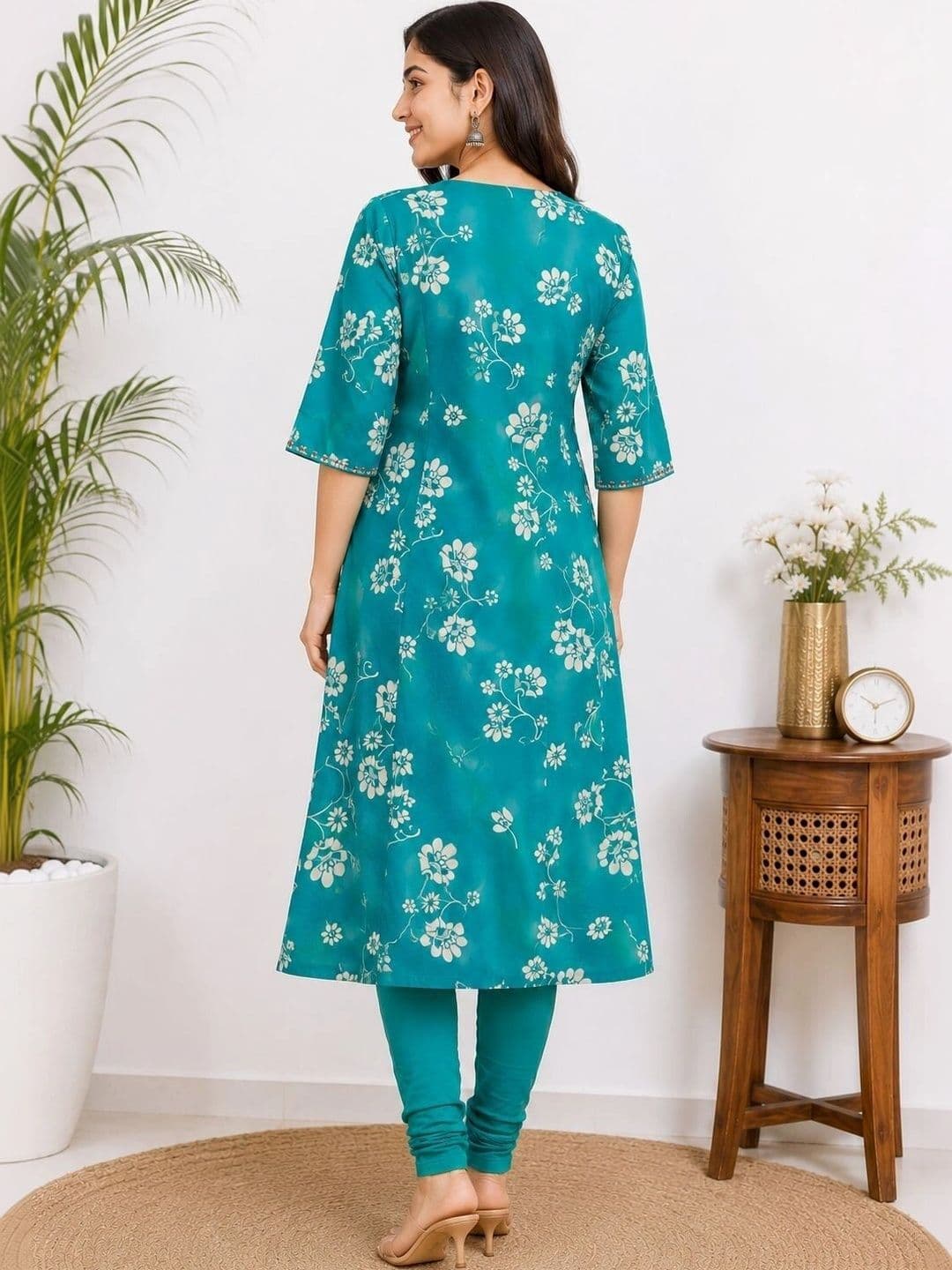 SHIFZ Women Floral Printed Thread Work Floral Kurta thumbnail 3