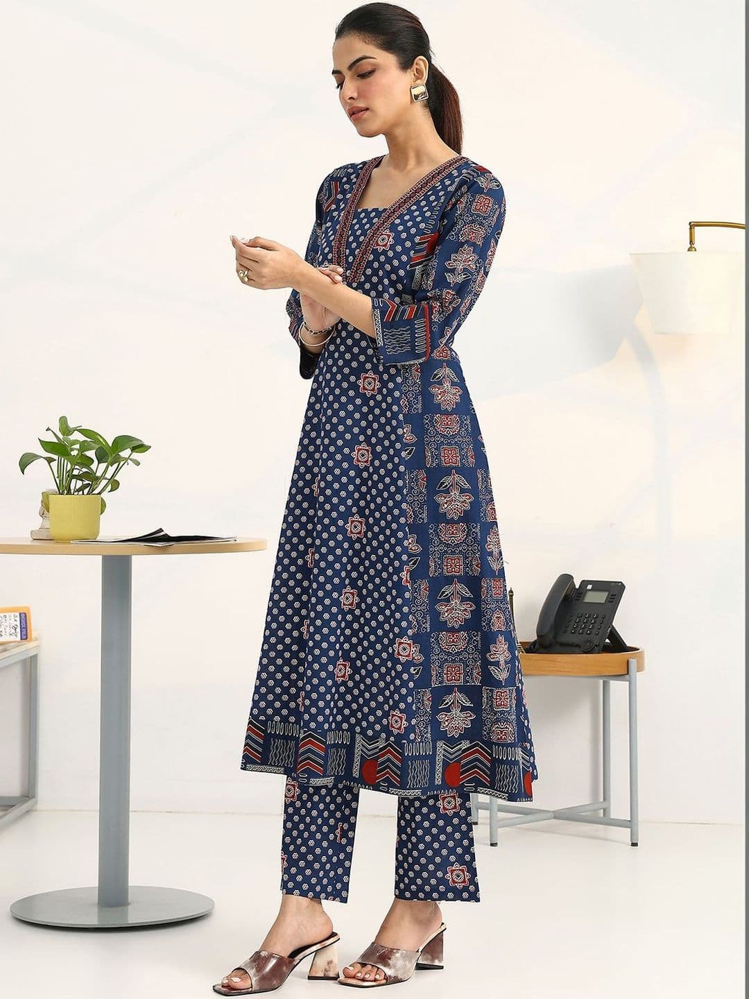Gerua By Libas Women Ethnic Motifs Printed Regular Pure Cotton Kurta with Trousers & With Dupatta thumbnail 6