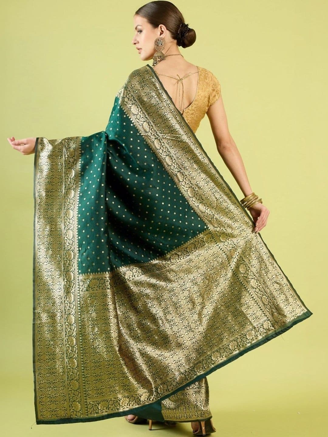 VS MALL Ethnic Motifs Zari Banarasi Saree thumbnail 5