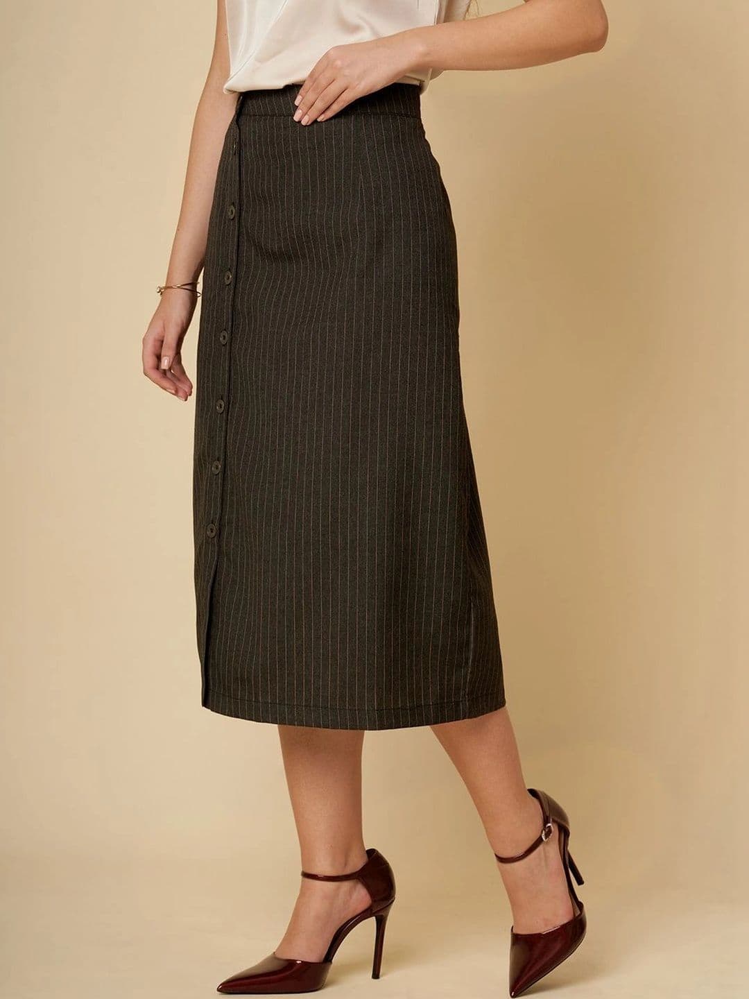 Chemistry Women Striped Midi Straight Skirt thumbnail 5