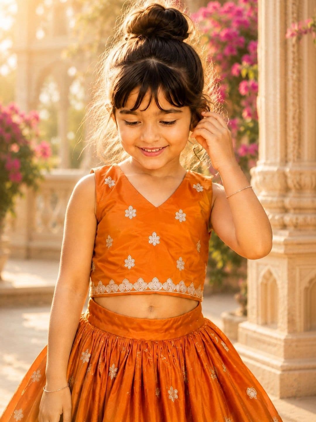 Sangria Girls Embroidered Thread Work Ready to Wear Lehenga & thumbnail 2