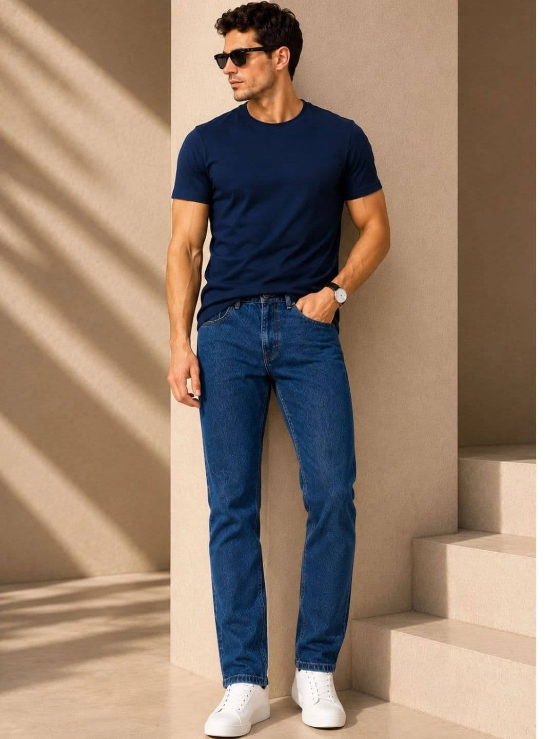 ZUSH Men Straight Fit Mid-Rise Printed Stretchable Jeans thumbnail 4