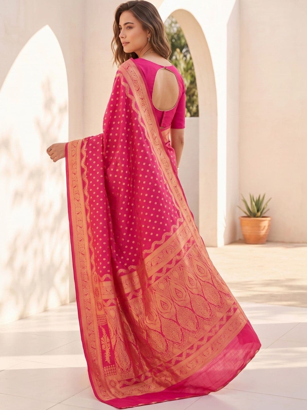 ROOP RADHIKA Woven Design Zari Silk Blend Designer Banarasi Saree thumbnail 4