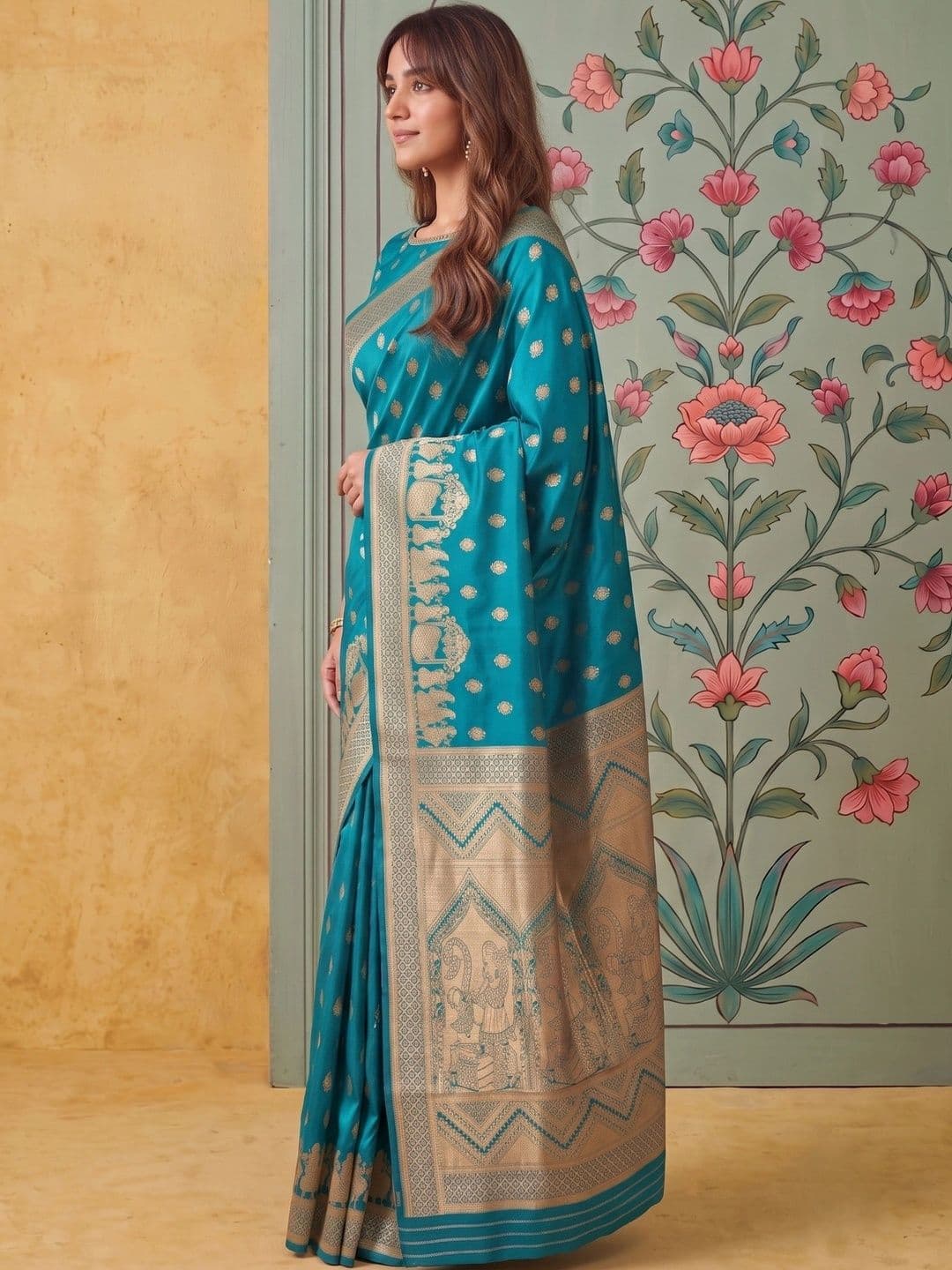 ROOP RADHIKA Woven Design Zari Silk Blend Designer Banarasi Saree thumbnail 4