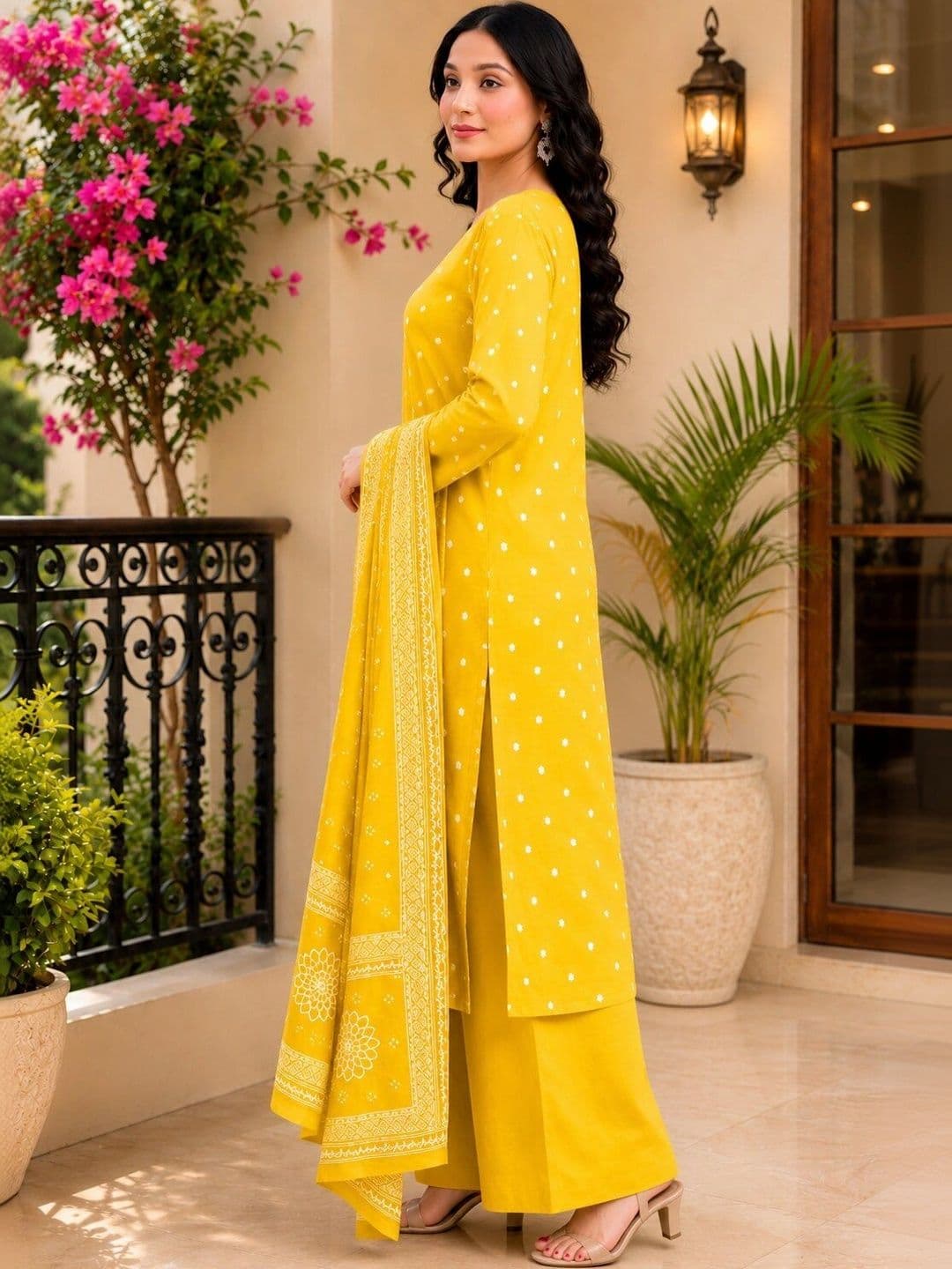 SANTOPERA DESIGNER Women Floral Printed Regular Kurta with Palazzos & With Dupatta thumbnail 3