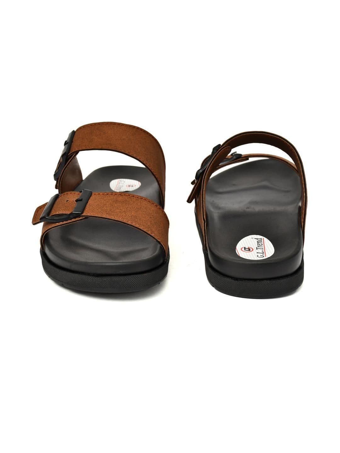 G L Trend Tan Leather Double-Strap Slip-On Water-Resistant  Sandals thumbnail 6