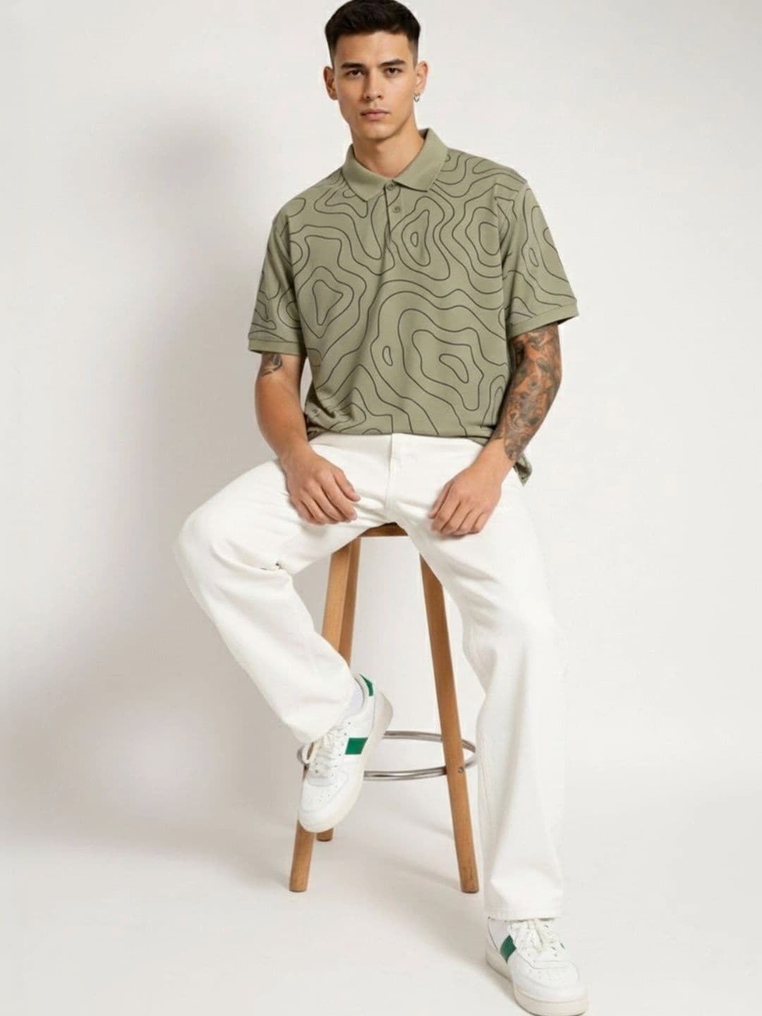 HERE&NOW Men Printed Polo Collar T-shirt thumbnail 4