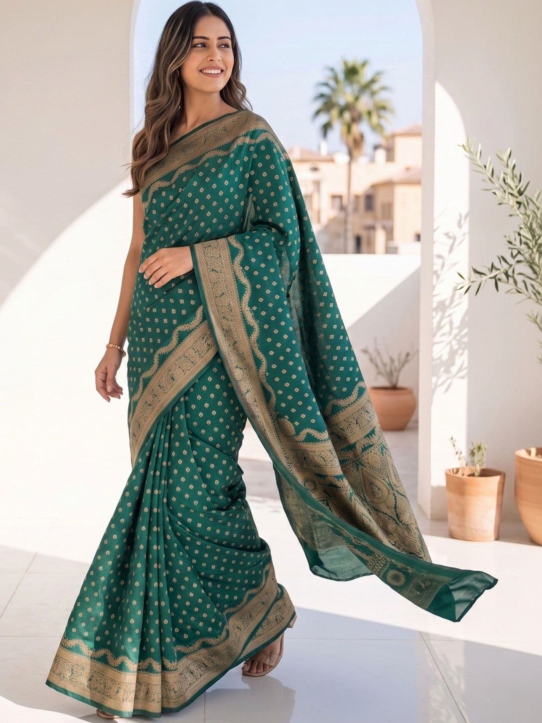 ROOP RADHIKA Woven Design Zari Silk Blend Designer Banarasi Saree thumbnail 2