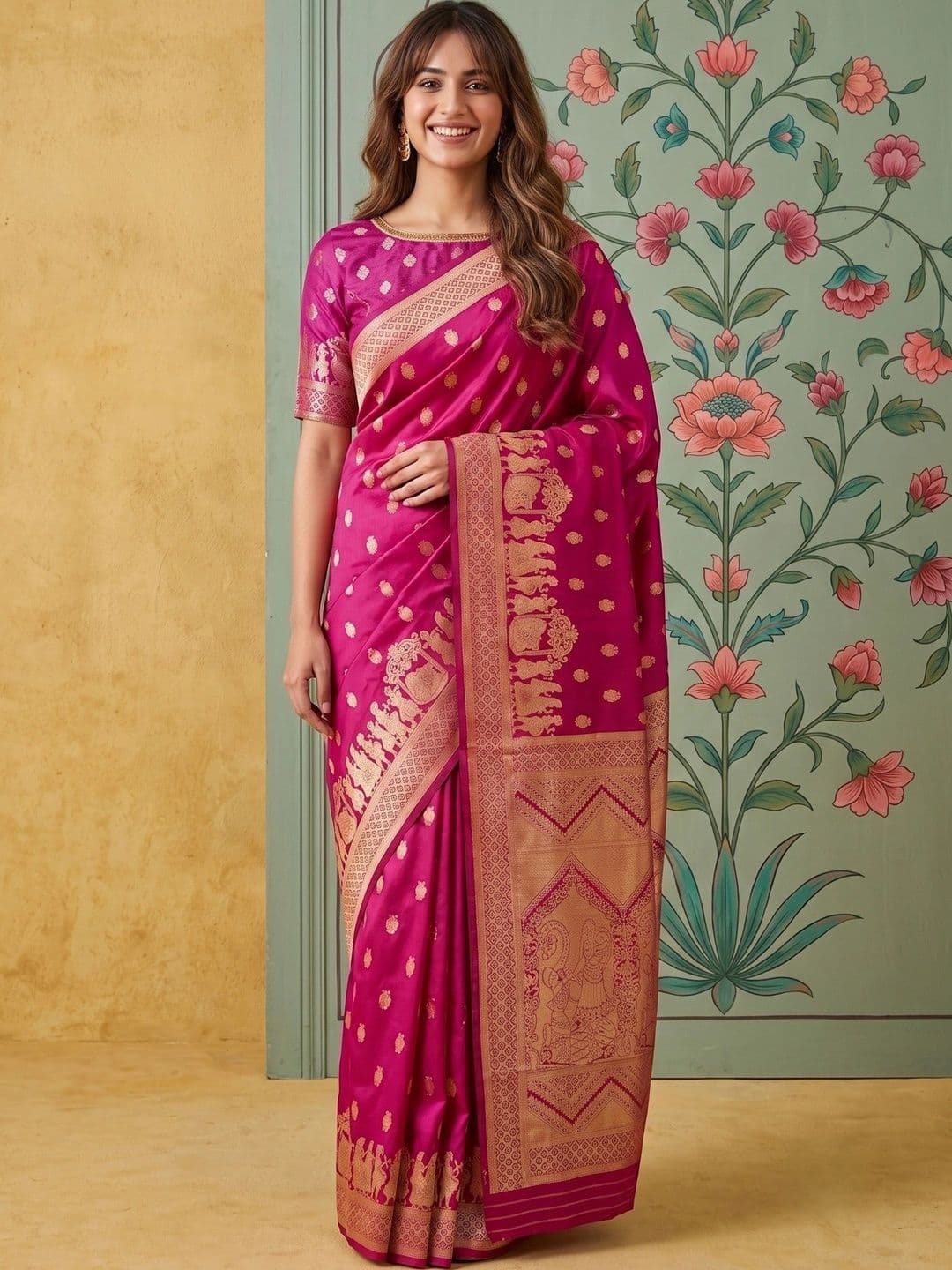 ROOP RADHIKA Woven Design Zari Silk Blend Designer Banarasi Saree thumbnail 2