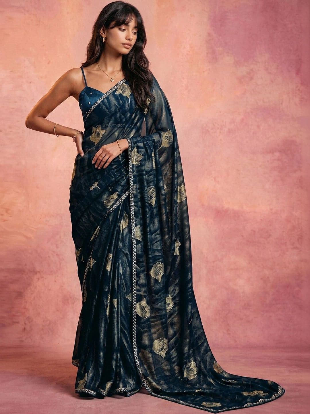 DRIP CHOWK Woven Design Zari Pure Georgette Saree - view 1