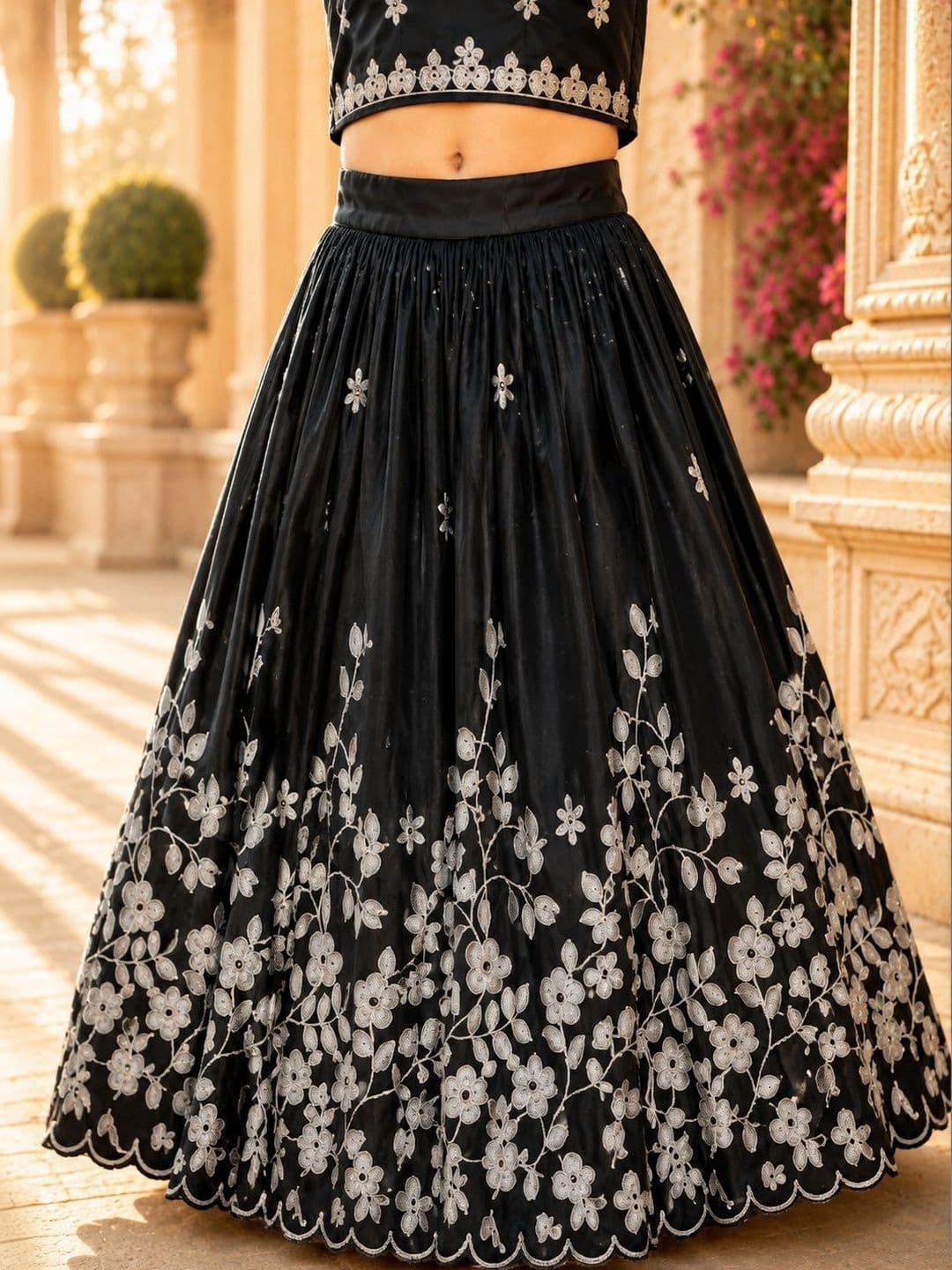 Sangria Girls Embroidered Thread Work Ready to Wear Lehenga & thumbnail 4