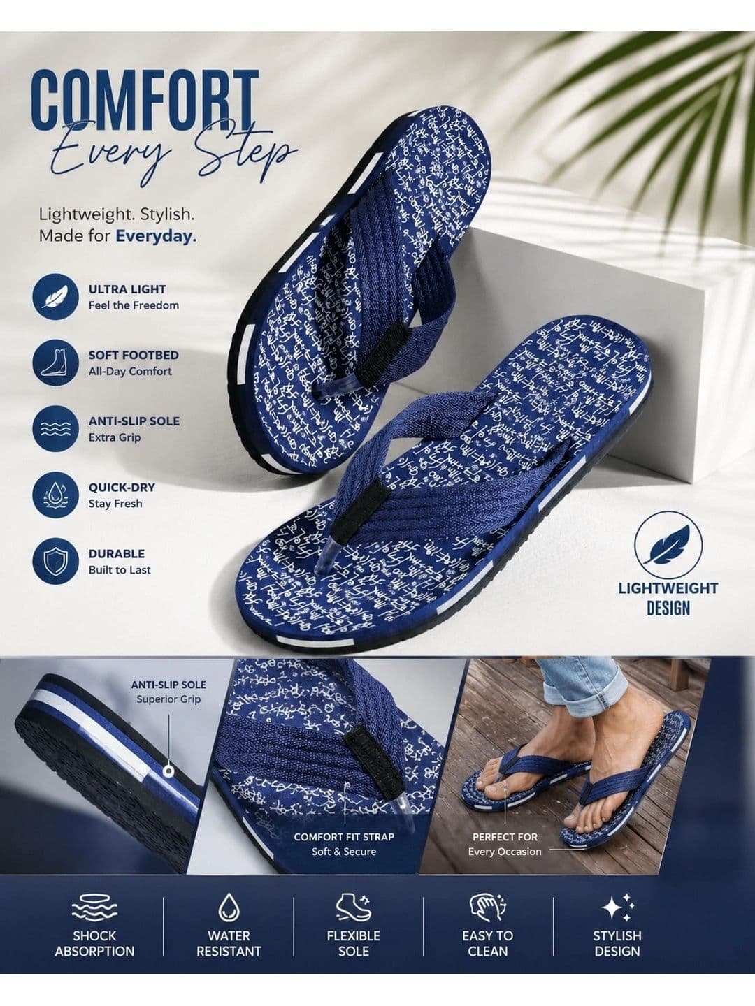 ENRIZZ Men Printed Thong Flip-Flops thumbnail 6