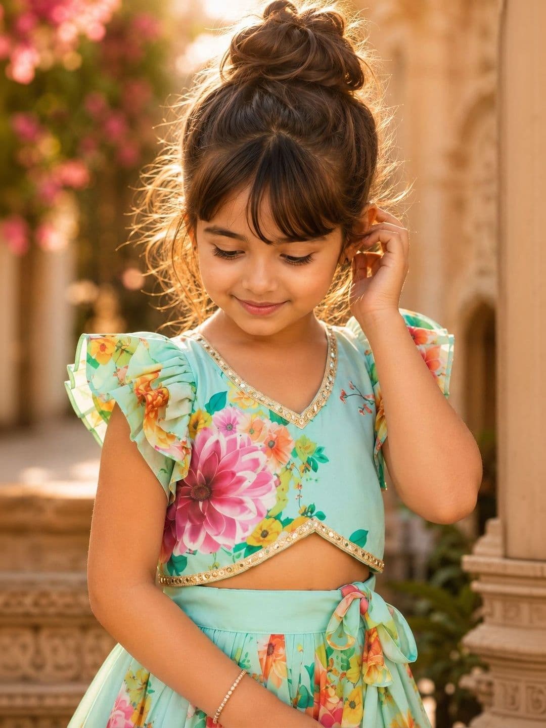 Sangria Girls Printed Ready to Wear Lehenga & thumbnail 4