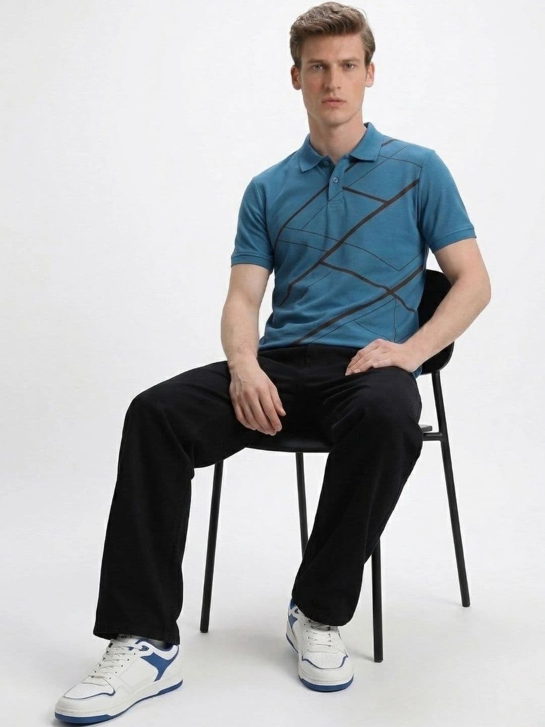 HERE&NOW Men Printed Polo Collar T-shirt - view 1