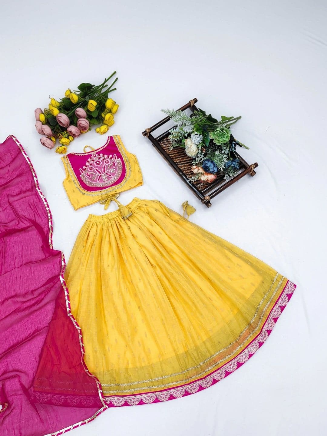 Sangria Girls Embroidered Thread Work Ready to Wear Lehenga & Blouse With Dupatta thumbnail 2